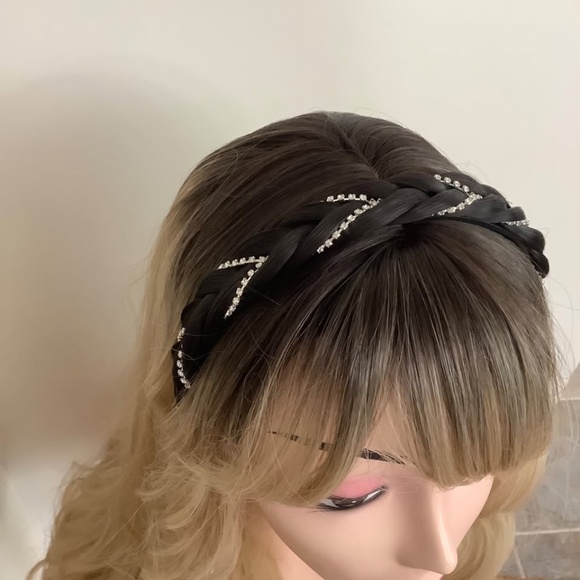 NEW Pretty Diamond Braid headband Dark Brown - Picture 1 of 4